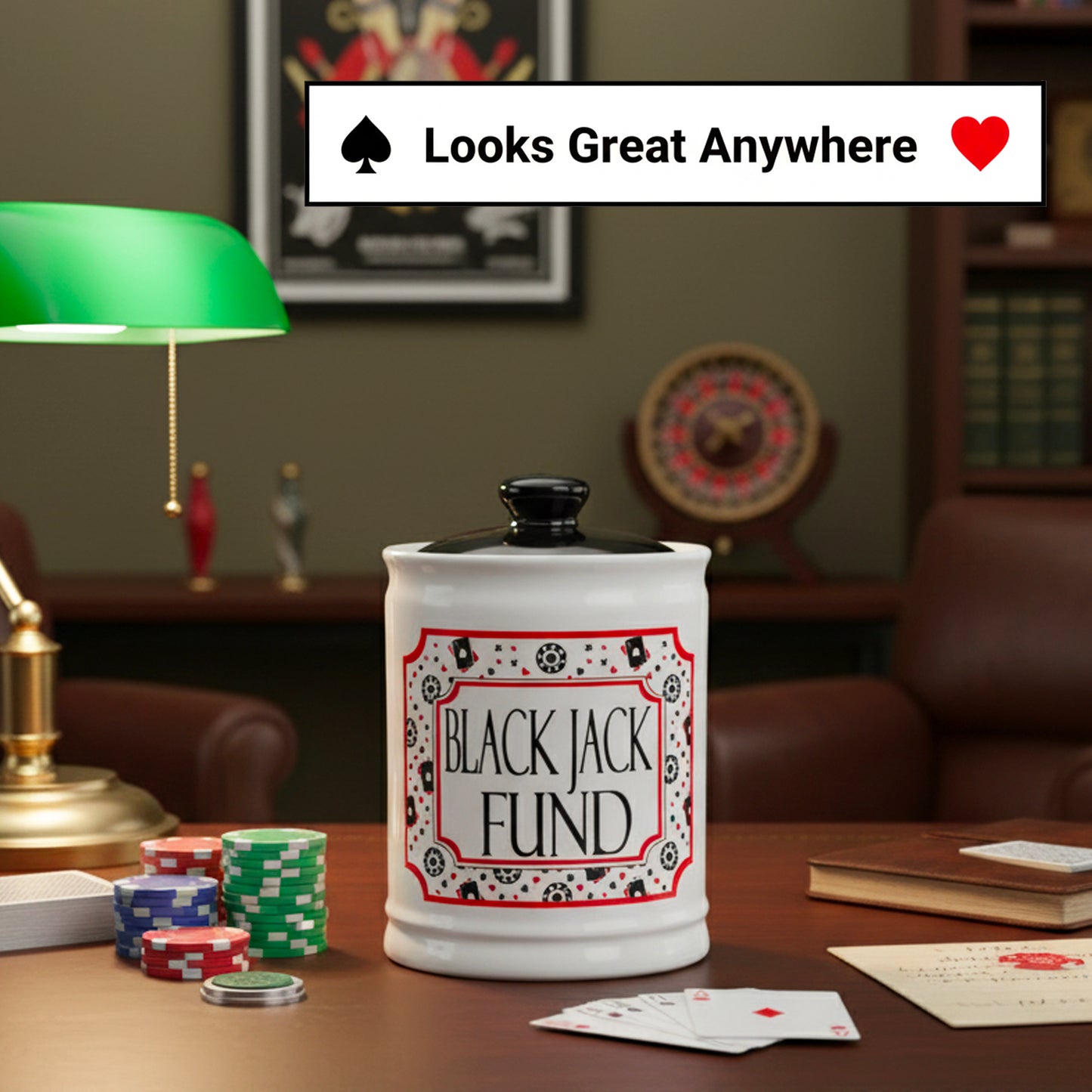 Cottage Creek Jars | Blackjack Fun Poker Money Piggy Bank, Slot Machine Coin Bank Casino Money Jar | Christmas Gifts for Women, Men, Friends | Gambling Gift Ideas for Poker Players and Casino Lovers
