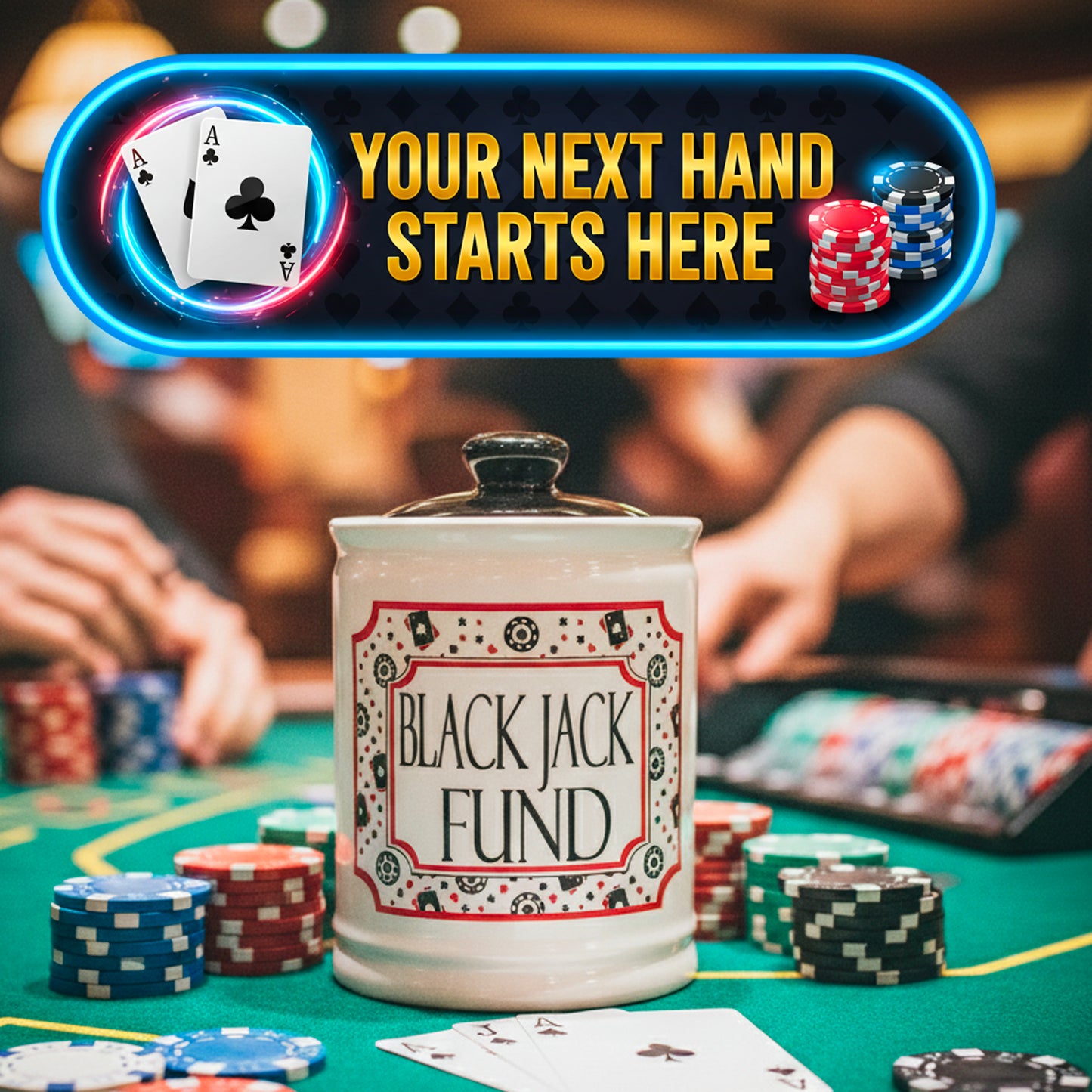Cottage Creek Jars | Blackjack Fun Poker Money Piggy Bank, Slot Machine Coin Bank Casino Money Jar | Christmas Gifts for Women, Men, Friends | Gambling Gift Ideas for Poker Players and Casino Lovers