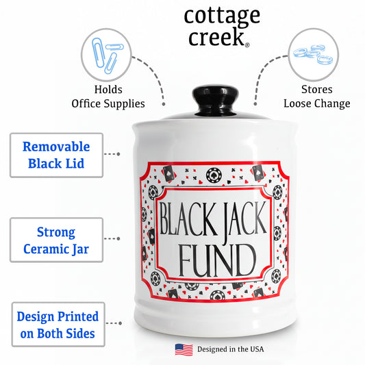 Cottage Creek Jars | Blackjack Fun Poker Money Piggy Bank, Slot Machine Coin Bank Casino Money Jar | Christmas Gifts for Women, Men, Friends | Gambling Gift Ideas for Poker Players and Casino Lovers