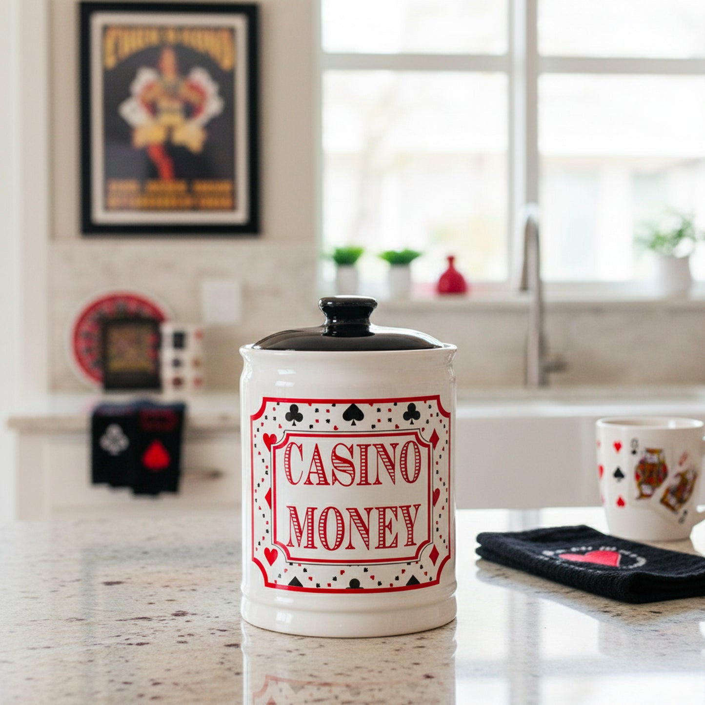 Cottage Creek Casino Money Jar - Premium Ceramic Slot Machine Piggy Bank | Handcrafted & Durable Money Jar for Gambling Fund, Vegas Themed Party Decor, and Fun Casino Gifts for Men & Women