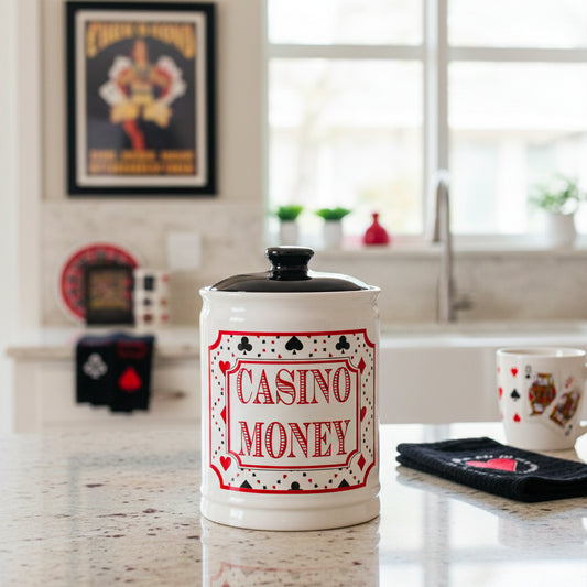 Cottage Creek Casino Money Jar - Premium Ceramic Slot Machine Piggy Bank | Handcrafted & Durable Money Jar for Gambling Fund, Vegas Themed Party Decor, and Fun Casino Gifts for Men & Women
