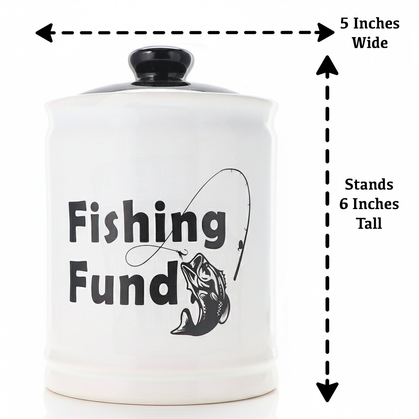 Cottage Creek Ceramic Fish Piggy Bank for Adults and Kids - Decorative Money Jar, Fishing Fund & Coin Bank, Gifts for Men, Dad, Grandpa, Boyfriend, Boys, and Fisherman | Unique Home Decor