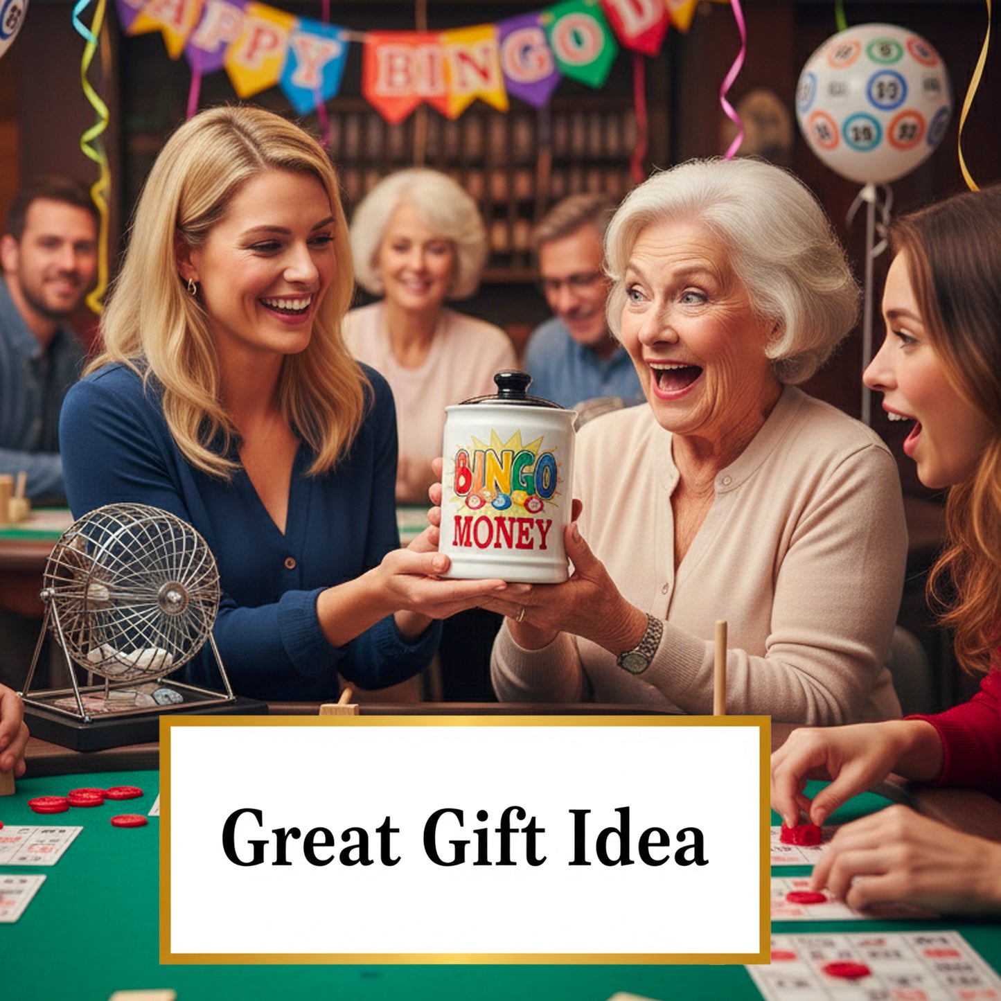 Cottage Creek Bingo Money Jar for Adults – 6" Ceramic Piggy Bank & Funny Coin Jar for Bingo Lovers, White Elephant Gifts, and Home Décor – Durable, Fun & Perfectly Gift-Boxed for Men & Women