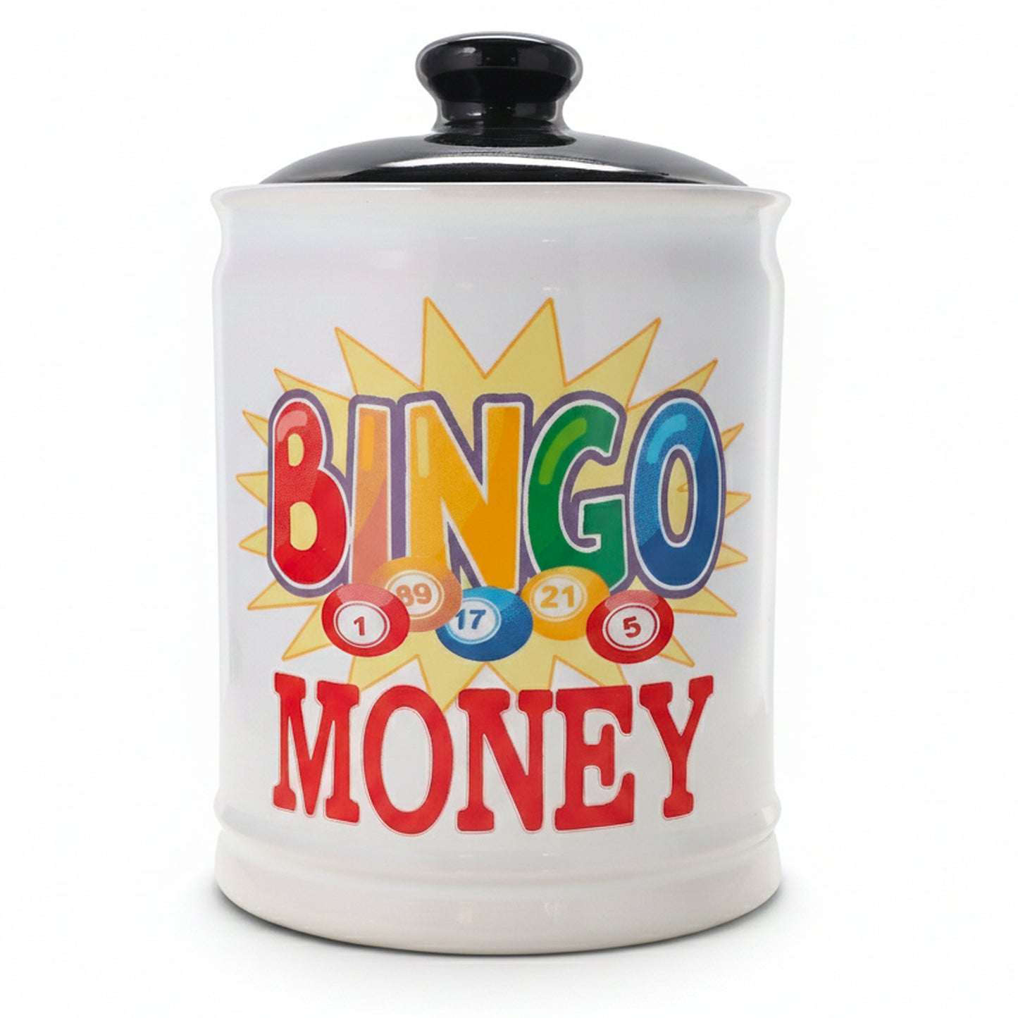 Cottage Creek Bingo Money Jar for Adults – 6" Ceramic Piggy Bank & Funny Coin Jar for Bingo Lovers, White Elephant Gifts, and Home Décor – Durable, Fun & Perfectly Gift-Boxed for Men & Women