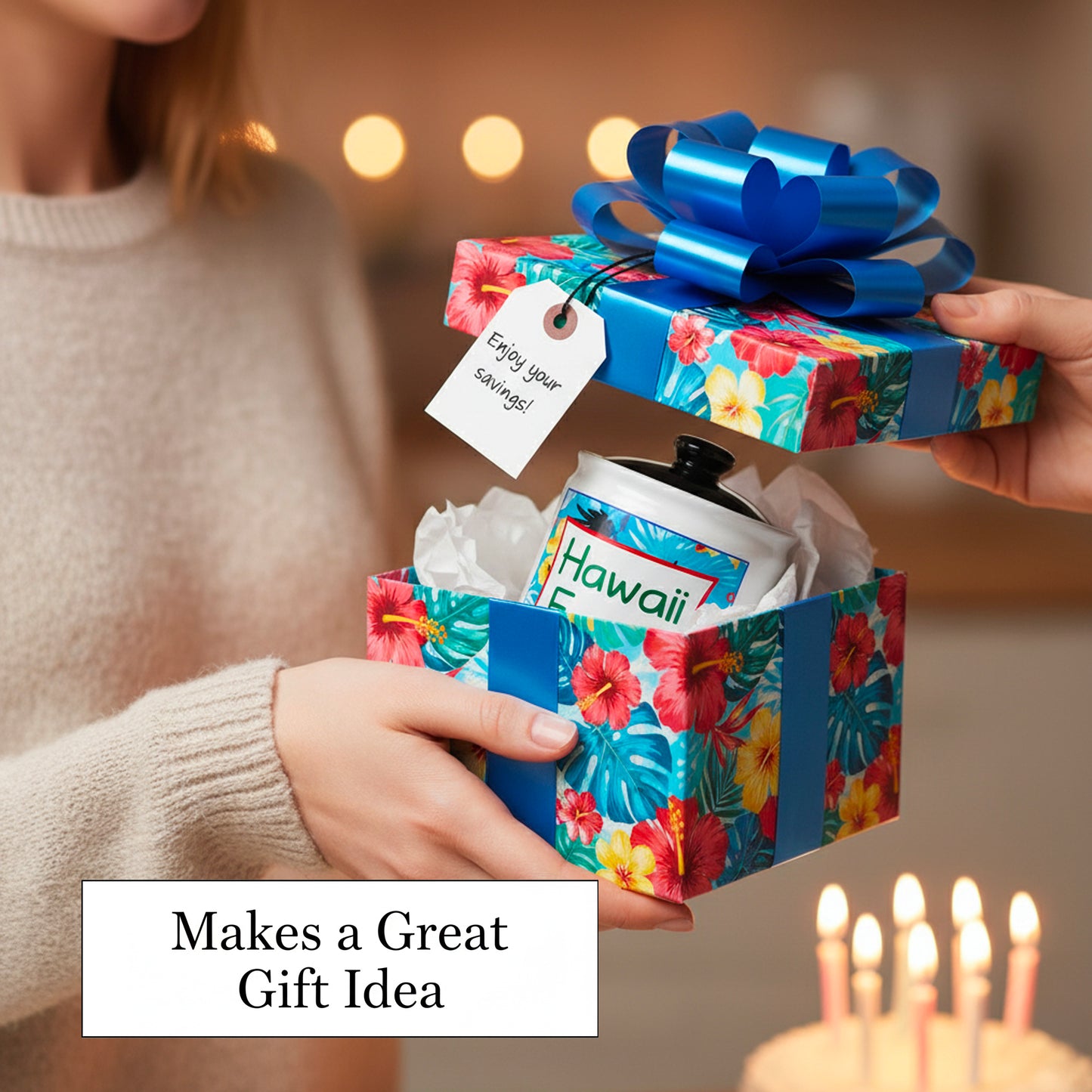 Cottage Creek Jars | Hawaii Fund Travel Bank - Ceramic Piggy Bank for Vacation & Travel Essentials Money Jar for Women, Men, Couples | Engagement Gift & Vacation Accessories Storage Container