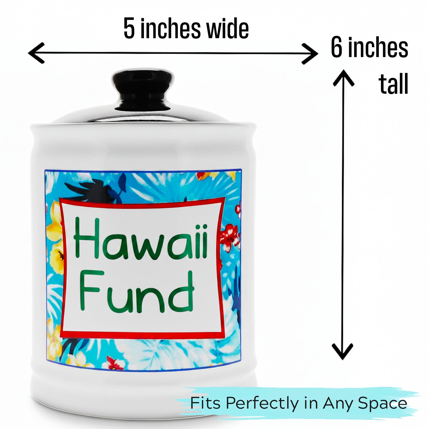Cottage Creek Jars | Hawaii Fund Travel Bank - Ceramic Piggy Bank for Vacation & Travel Essentials Money Jar for Women, Men, Couples | Engagement Gift & Vacation Accessories Storage Container