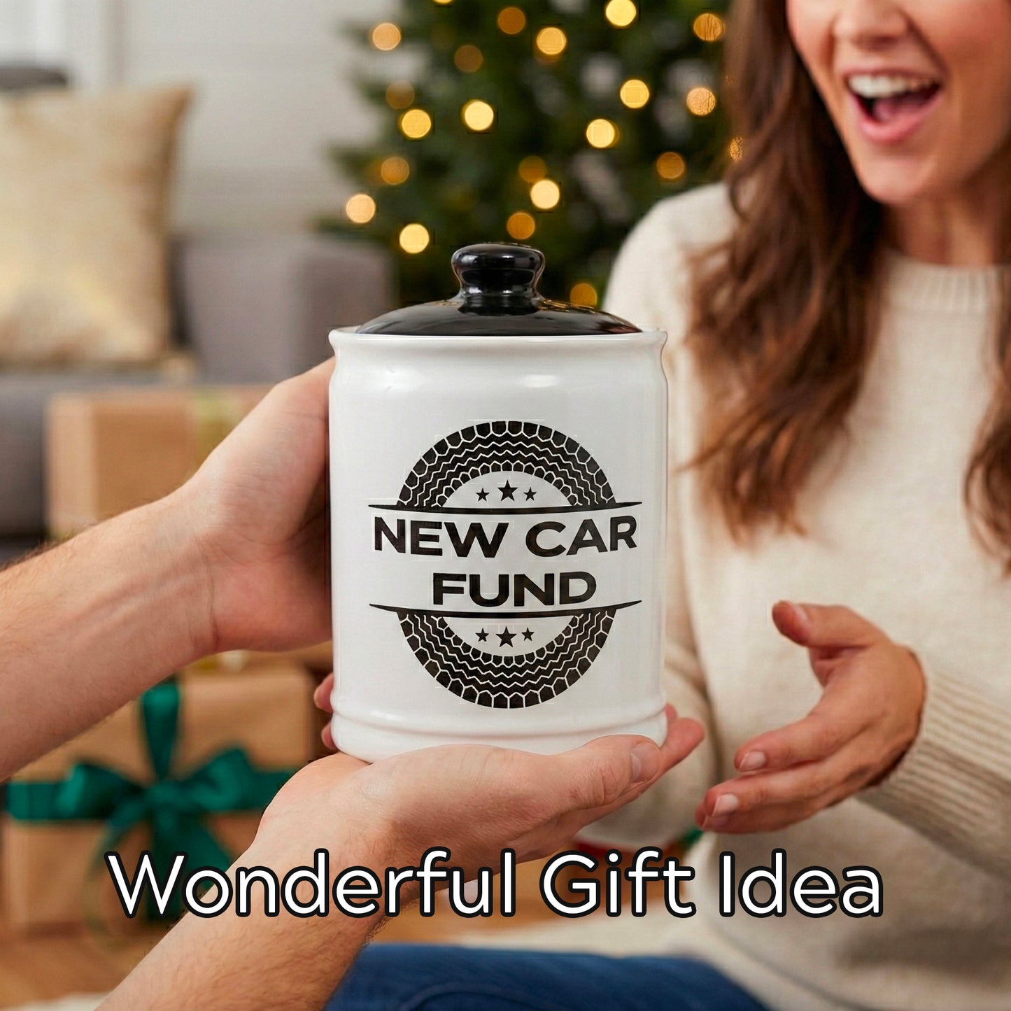 Cottage Creek Jars | New Car Fund Piggy Bank | Car Accessories Ceramic Jar for Office & Home Decor | Stocking Stuffers & Christmas Gifts for Men, Teens, Women, Friends