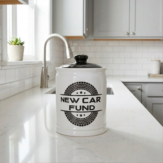 Cottage Creek Jars | New Car Fund Piggy Bank | Car Accessories Ceramic Jar for Office & Home Decor | Stocking Stuffers & Christmas Gifts for Men, Teens, Women, Friends