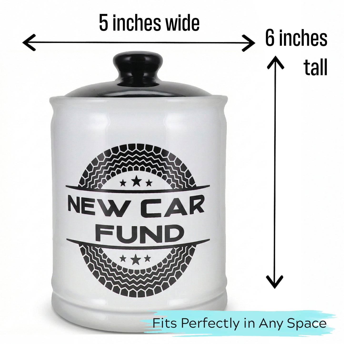 Cottage Creek Jars | New Car Fund Piggy Bank | Car Accessories Ceramic Jar for Office & Home Decor | Stocking Stuffers & Christmas Gifts for Men, Teens, Women, Friends