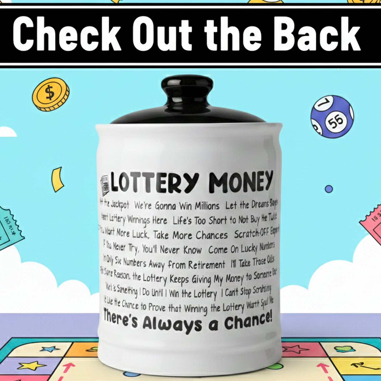 Cottage Creek Jars | Lottery Money Piggy Bank for Adults Storage Jar | Lottery Ticket Holder Ceramic Jar for Office & Home Decor | Lotto Gifts & Christmas Gifts for Women, Men, Grandparents, Friends