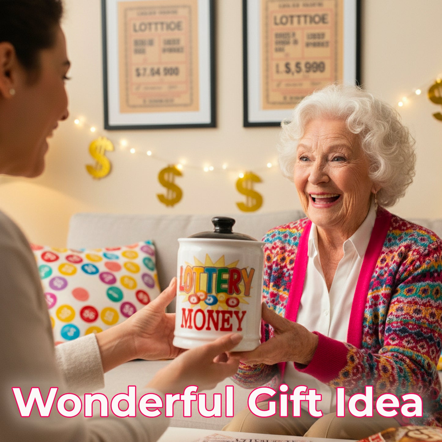 Cottage Creek Jars | Lottery Money Piggy Bank for Adults Storage Jar | Lottery Ticket Holder Ceramic Jar for Office & Home Decor | Lotto Gifts & Christmas Gifts for Women, Men, Grandparents, Friends