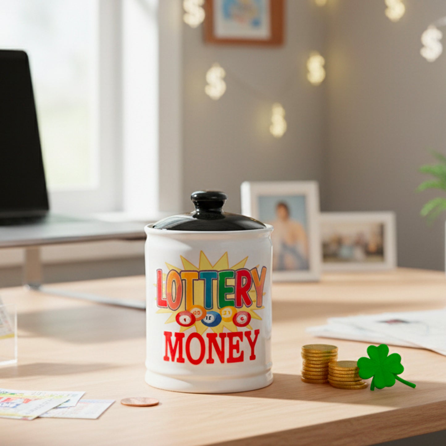 Cottage Creek Jars | Lottery Money Piggy Bank for Adults Storage Jar | Lottery Ticket Holder Ceramic Jar for Office & Home Decor | Lotto Gifts & Christmas Gifts for Women, Men, Grandparents, Friends