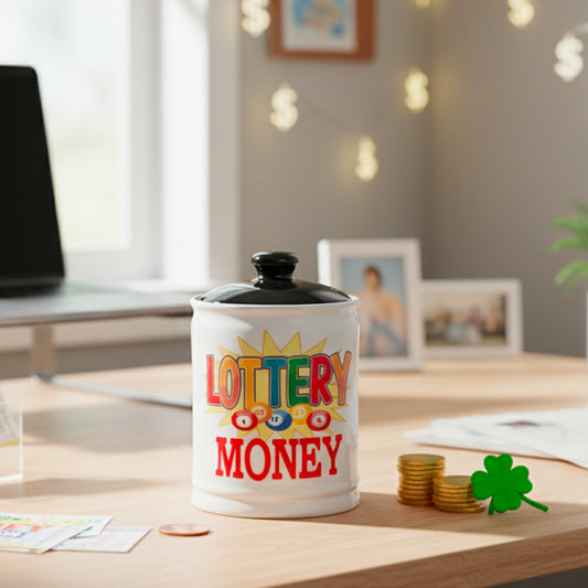Cottage Creek Jars | Lottery Money Piggy Bank for Adults Storage Jar | Lottery Ticket Holder Ceramic Jar for Office & Home Decor | Lotto Gifts & Christmas Gifts for Women, Men, Grandparents, Friends
