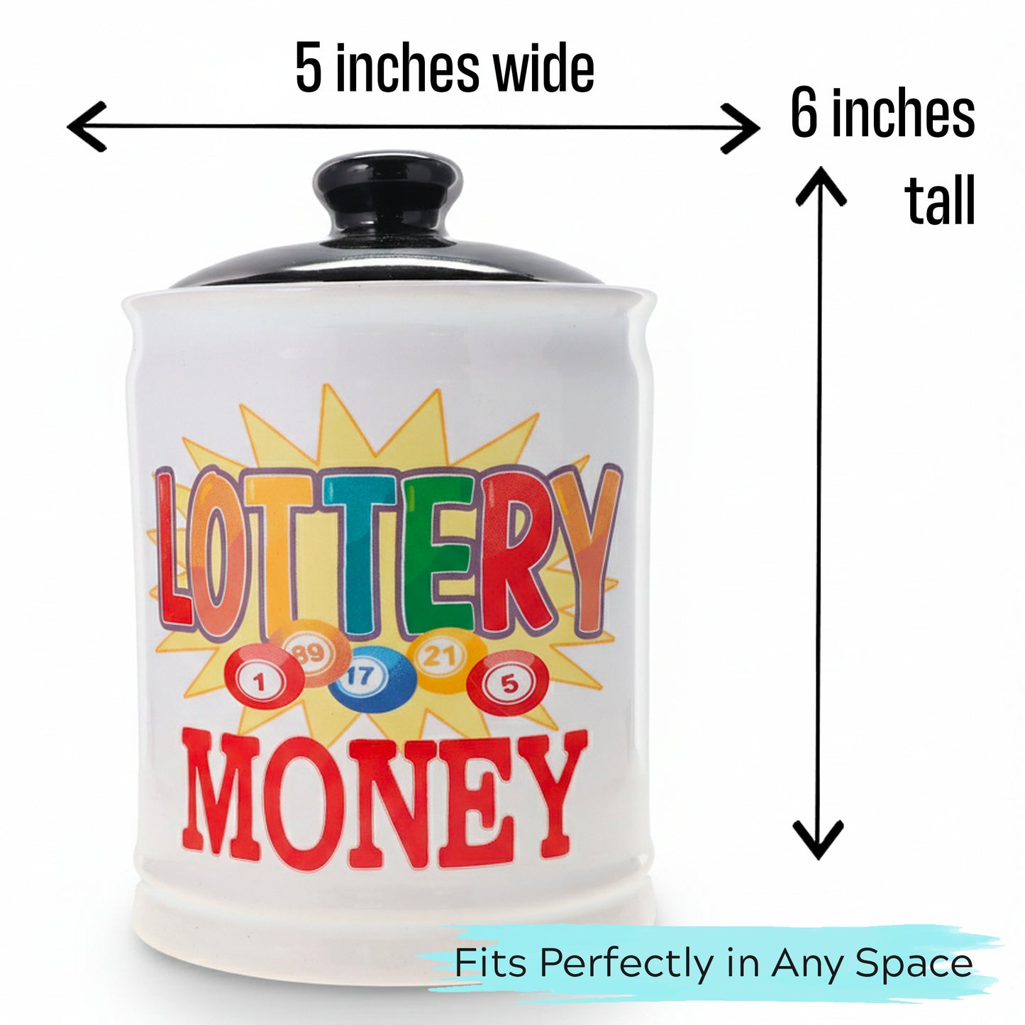 Cottage Creek Jars | Lottery Money Piggy Bank for Adults Storage Jar | Lottery Ticket Holder Ceramic Jar for Office & Home Decor | Lotto Gifts & Christmas Gifts for Women, Men, Grandparents, Friends