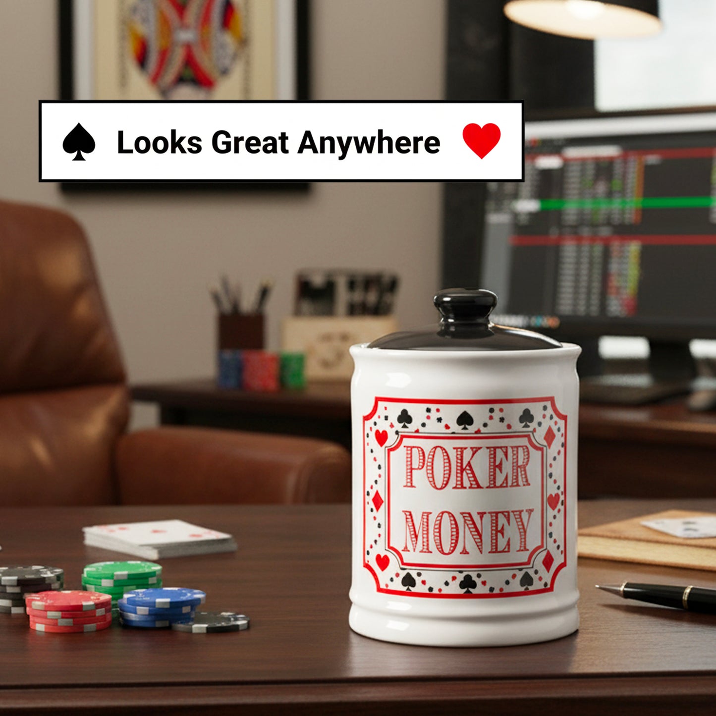 Cottage Creek Jars | Poker Money Piggy Bank, Ceramic Slot Machine Coin Bank Casino Money Jar | Christmas Gifts for Women, Men, Friends | Gambling Gift Ideas for Poker Players and Casino Lovers