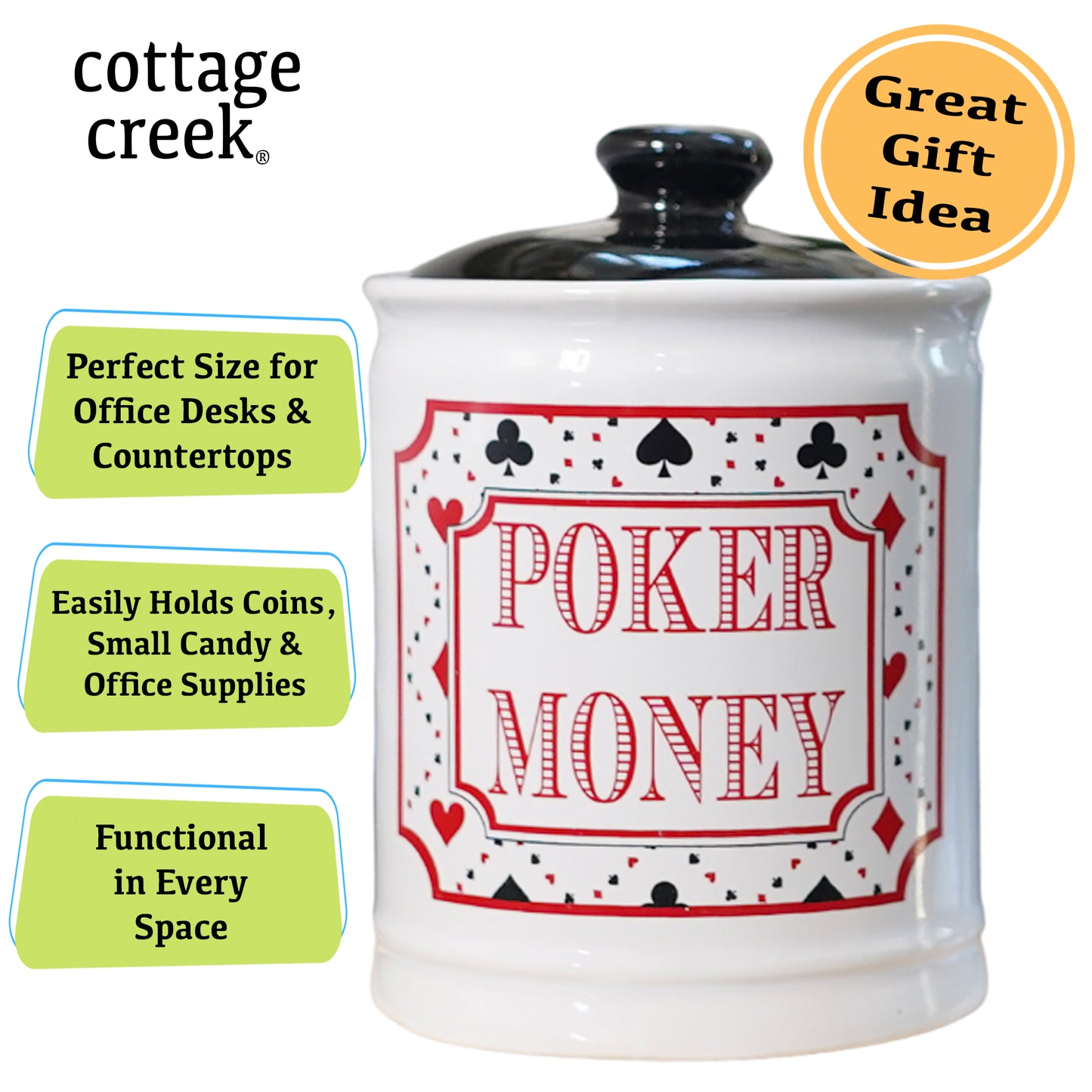 Poker Money Jar, Poker Piggy Bank for Poker Players