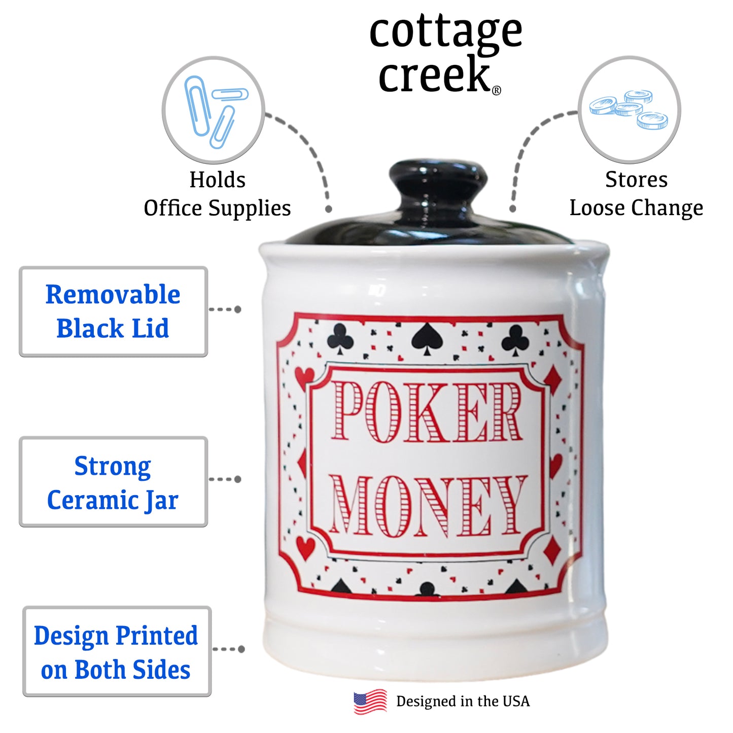 Poker Money Jar, Poker Piggy Bank for Poker Players