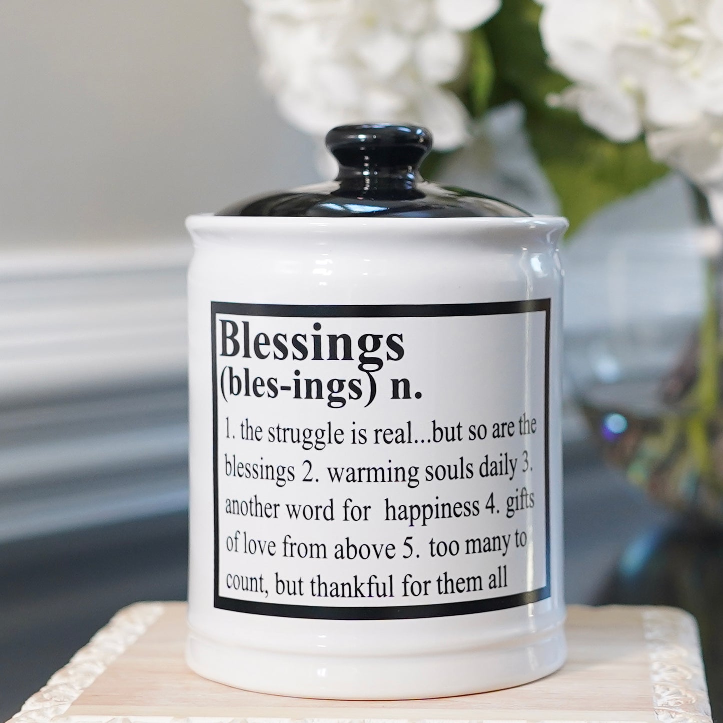 Blessings Jar, Ceramic Gratitude Piggy Bank, 6", Multicolored