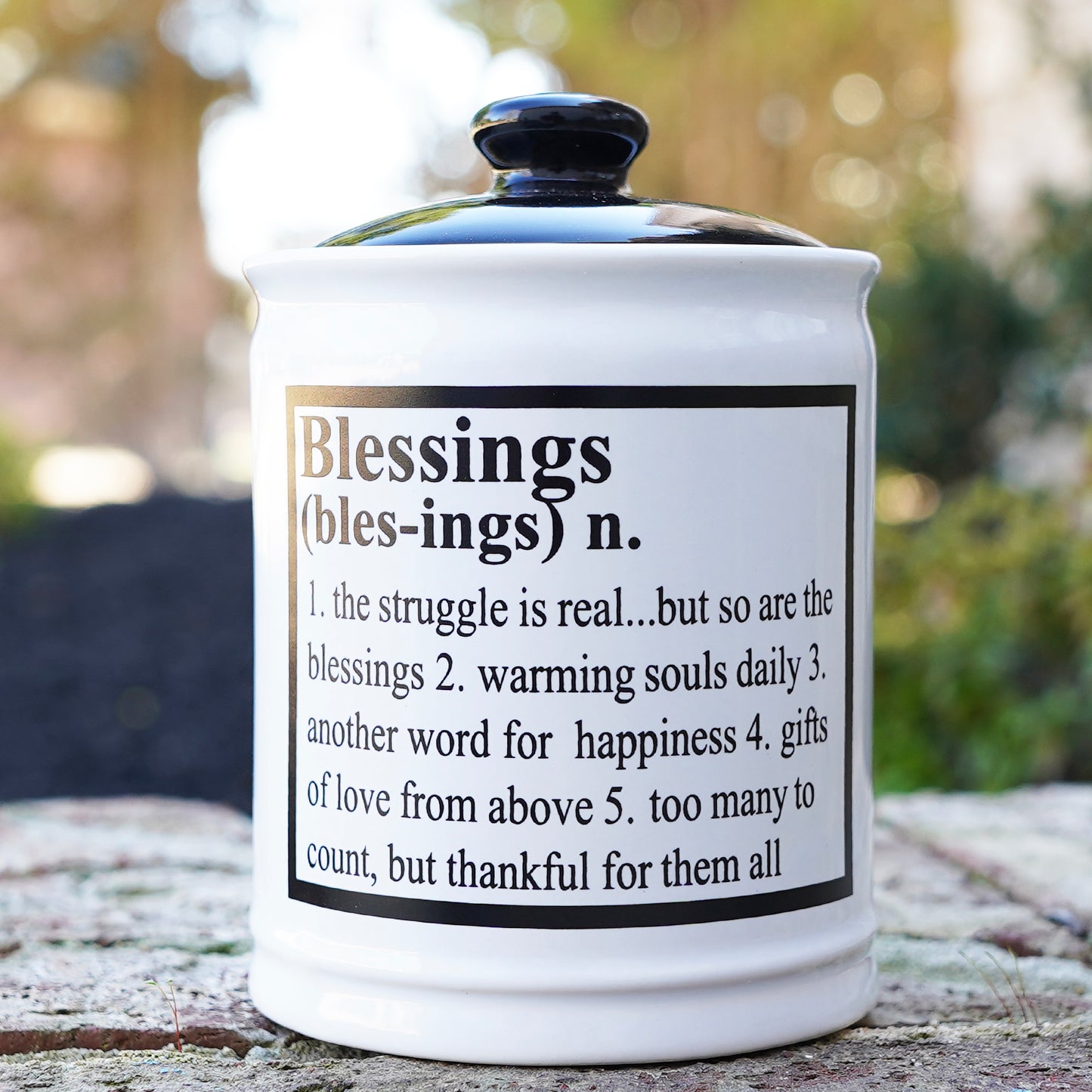 Blessings Jar, Ceramic Gratitude Piggy Bank, 6", Multicolored