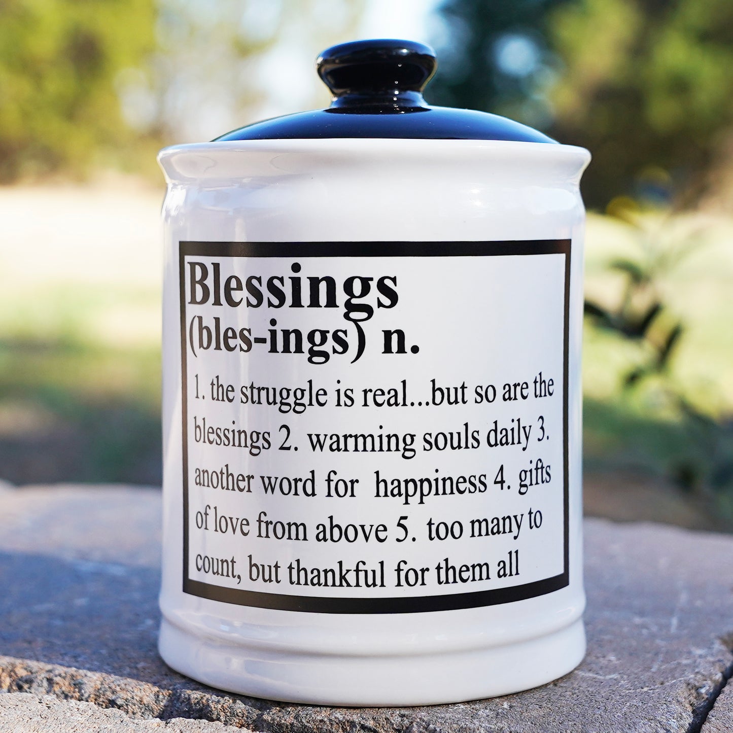 Blessings Jar, Ceramic Gratitude Piggy Bank, 6", Multicolored