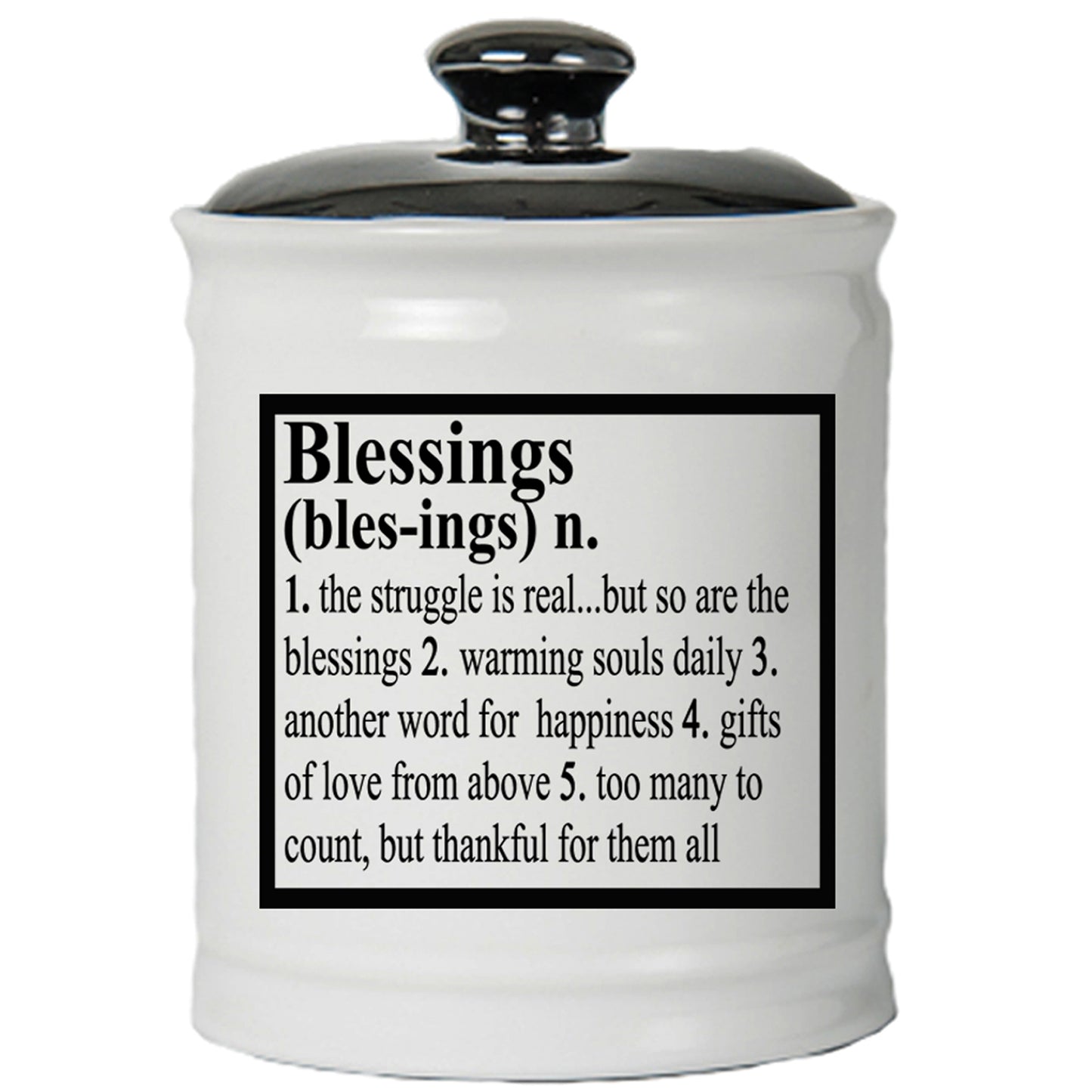 Blessings Jar, Ceramic Gratitude Piggy Bank, 6", Multicolored