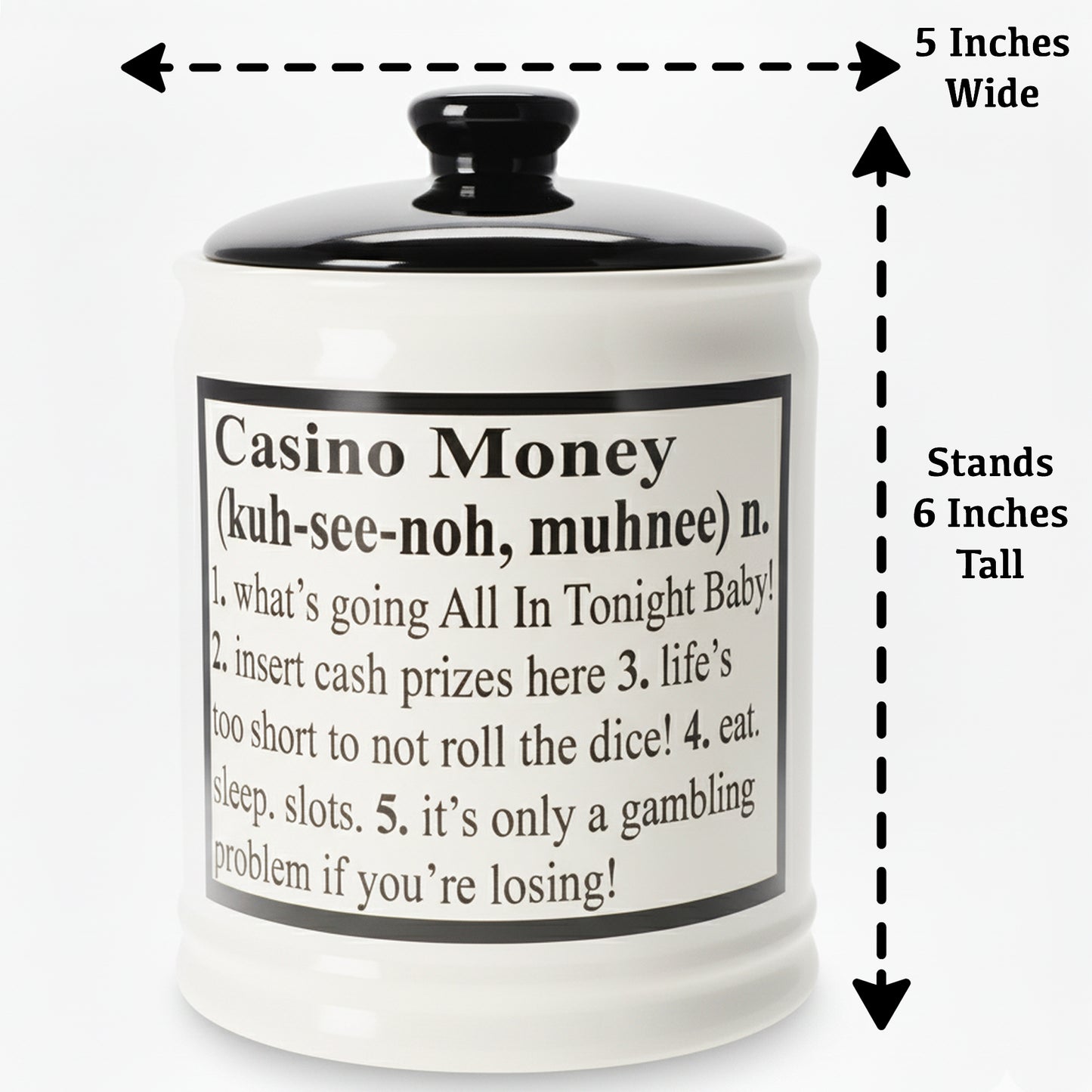 Cottage Creek Casino Money Slot Machine Piggy Bank, Ceramic Gambling Jar, Vegas Themed Gifts for Gamblers, Men, Women, Birthday, Christmas & White Elephant Parties, Casino Decor for Home & Office