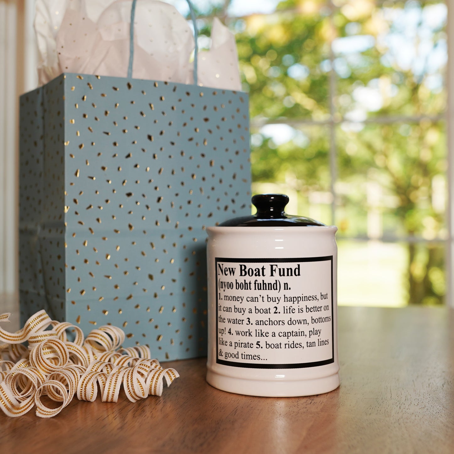 Cottage Creek New Boat Fund Piggy Bank, Boat Candy Jar, Boat Gifts, Boating Gifts