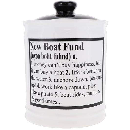 New Boat Fund Piggy Bank, Ceramic, Multicolored, 6" Boat Money Jar