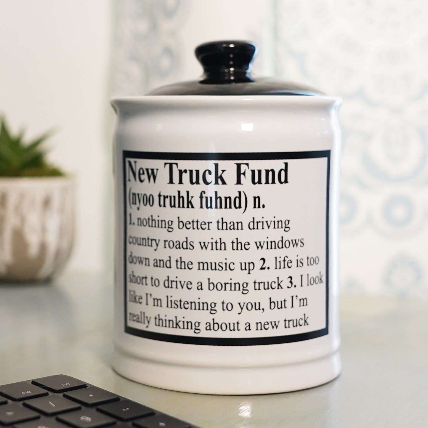 New Truck Fund Piggy Bank, Multicolored, Ceramic, 6" Truck Money Bank