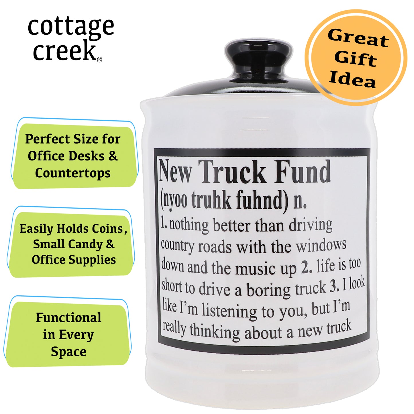 New Truck Fund Piggy Bank, Multicolored, Ceramic, 6" Truck Money Bank