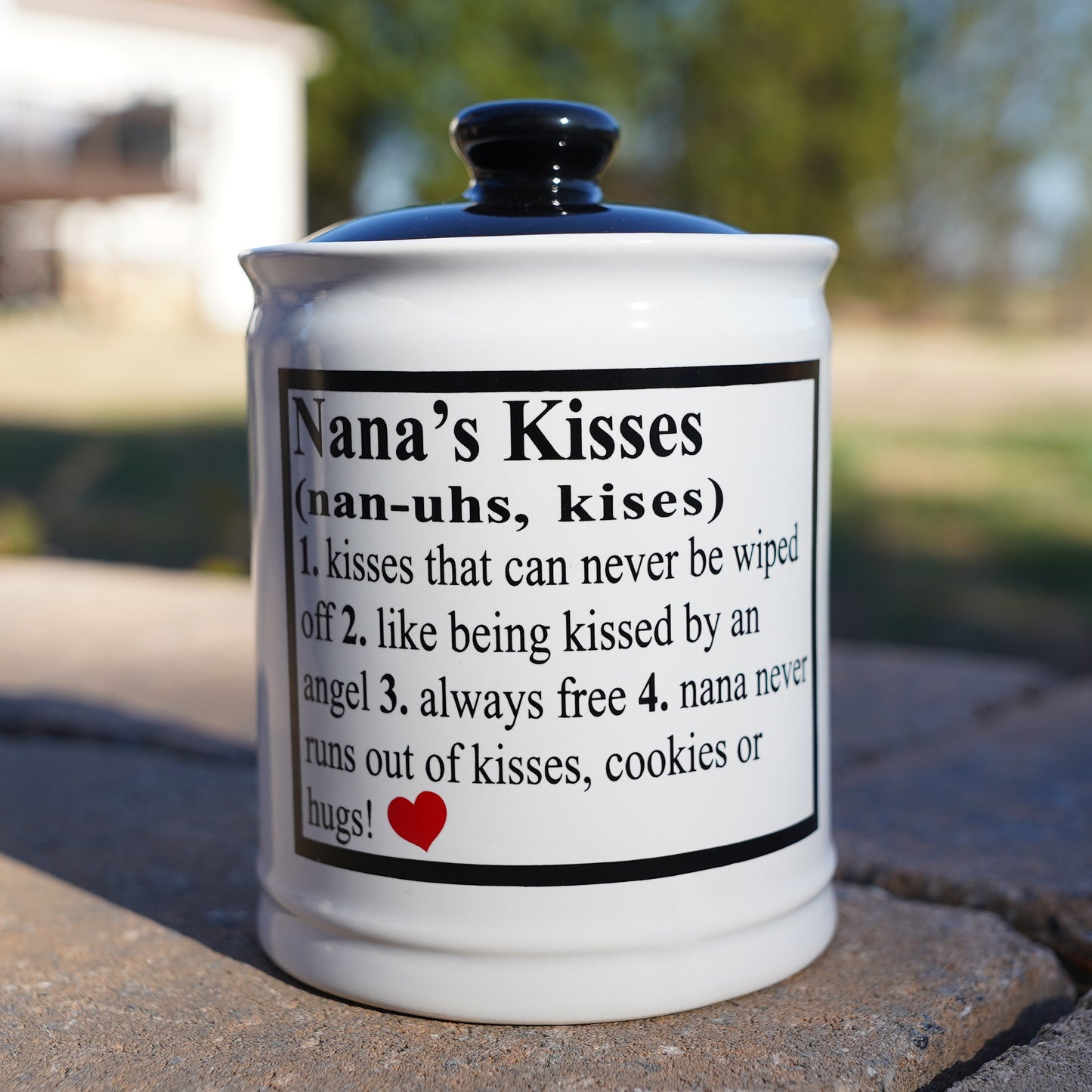 Nana's Kisses Jar, Ceramic, Multicolored, 6" Candy Jar for Nana