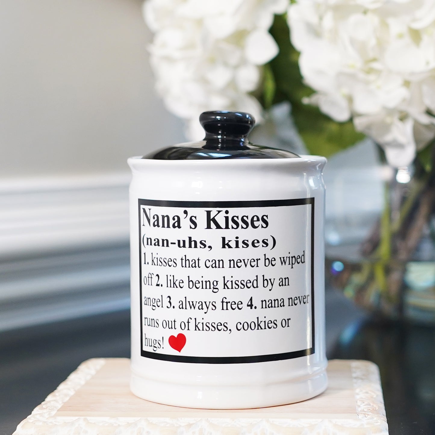 Nana's Kisses Jar, Ceramic, Multicolored, 6" Candy Jar for Nana