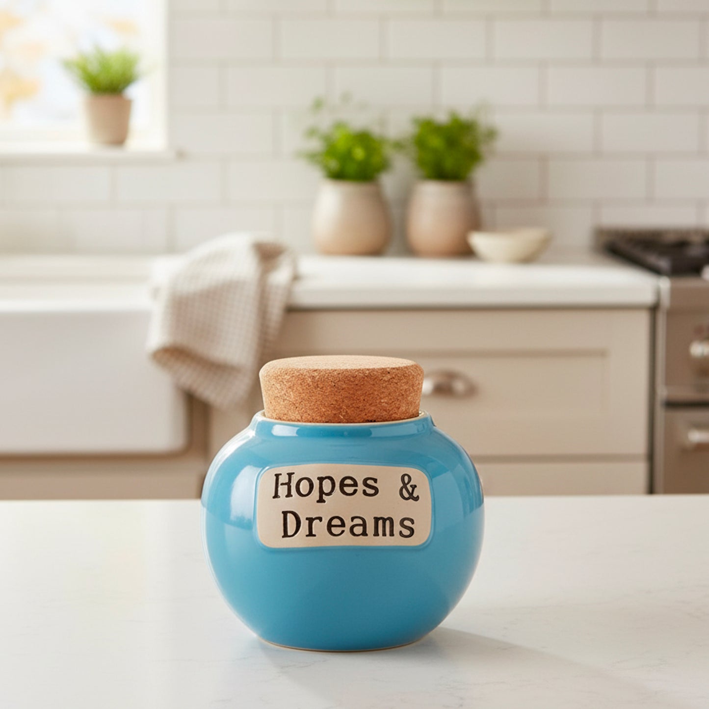 Cottage Creek | Ceramic Hopes & Dreams Blessings Jar, Gratitude Jar for Home Decor | Storage Container, Piggy Bank & Keepsake Box for Prayer Cards | Stocking Stuffers, Christmas Gifts for Women, Men