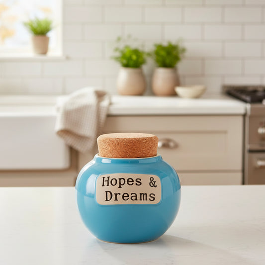 Cottage Creek | Ceramic Hopes & Dreams Blessings Jar, Gratitude Jar for Home Decor | Storage Container, Piggy Bank & Keepsake Box for Prayer Cards | Stocking Stuffers, Christmas Gifts for Women, Men