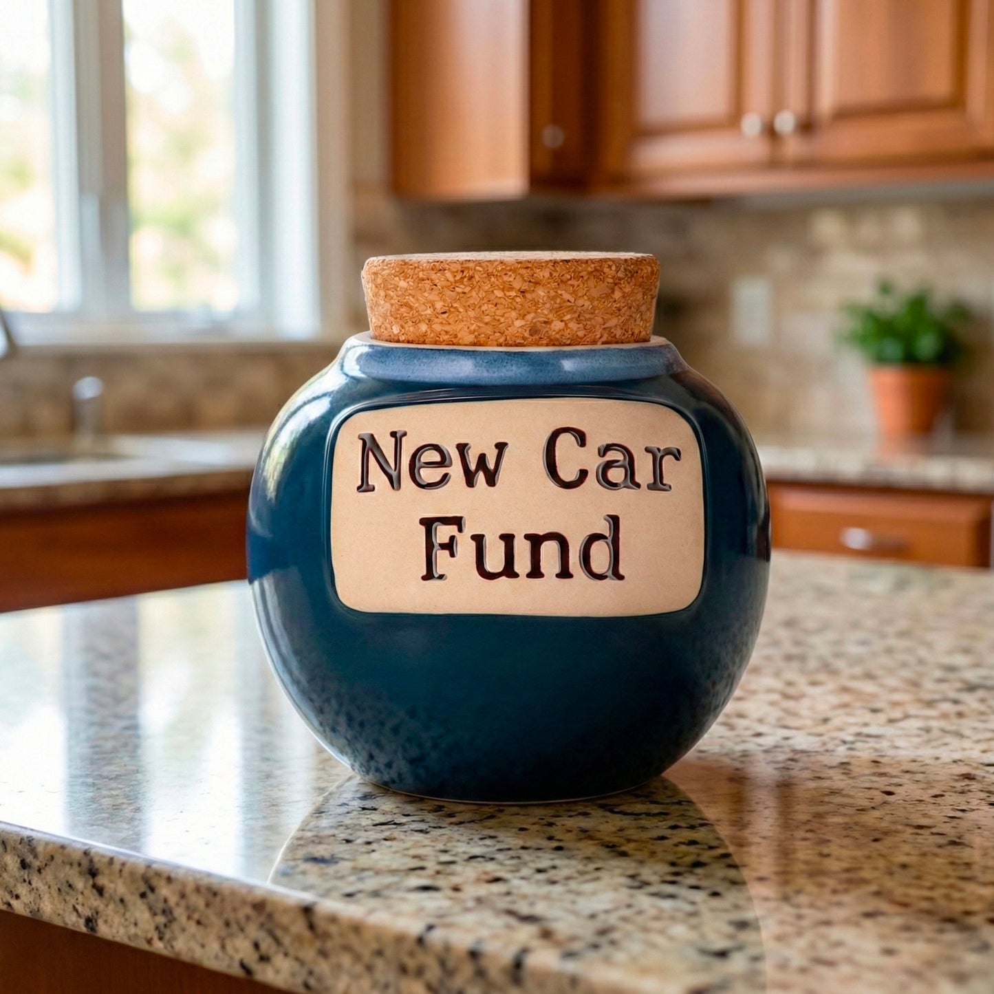Cottage Creek Jars | Blue New Car Fund Piggy Bank | Car Accessories Ceramic Jar for Office & Home Decor | Stocking Stuffers & Christmas Gifts for Men, Teens, Women, Friends