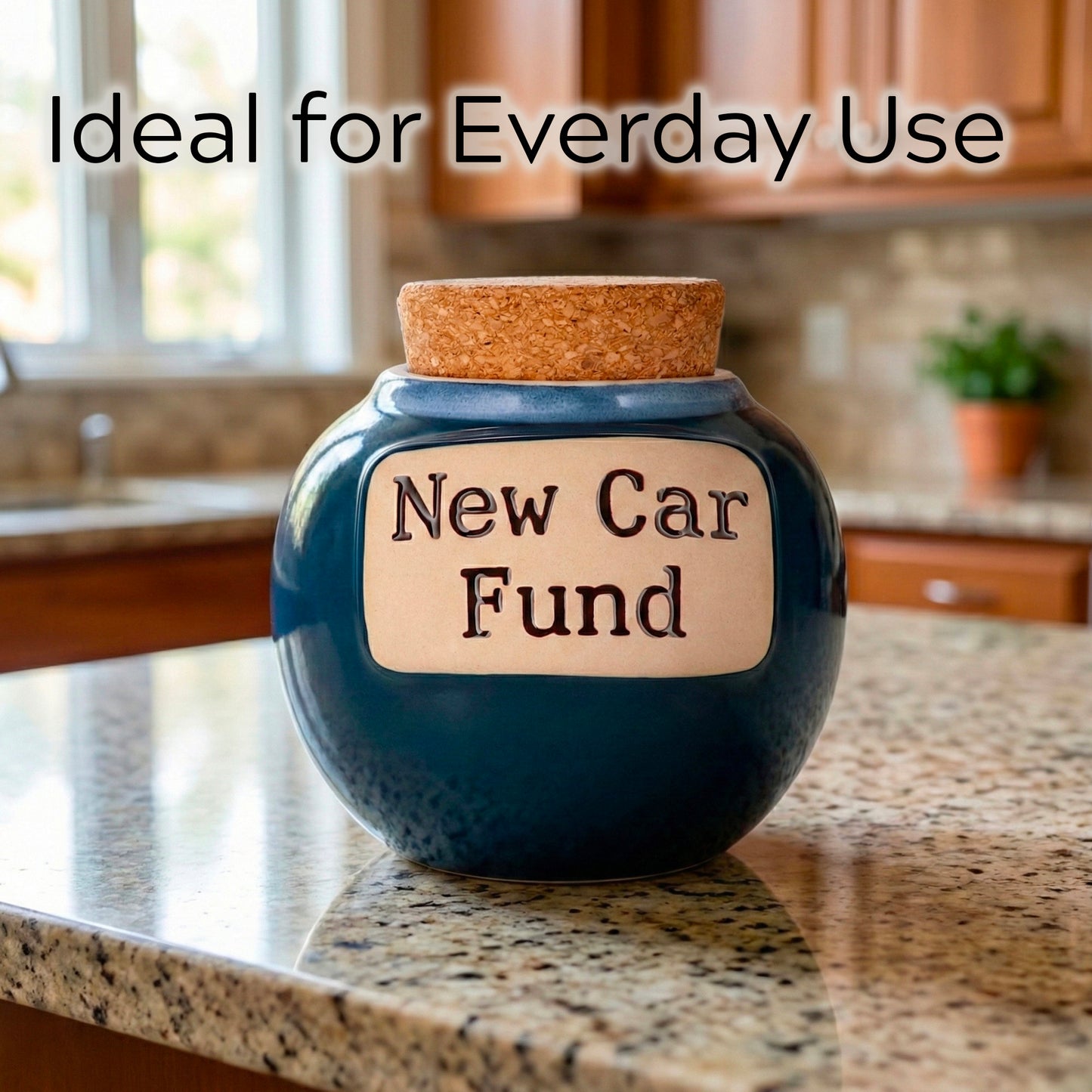 Cottage Creek Jars | Blue New Car Fund Piggy Bank | Car Accessories Ceramic Jar for Office & Home Decor | Stocking Stuffers & Christmas Gifts for Men, Teens, Women, Friends