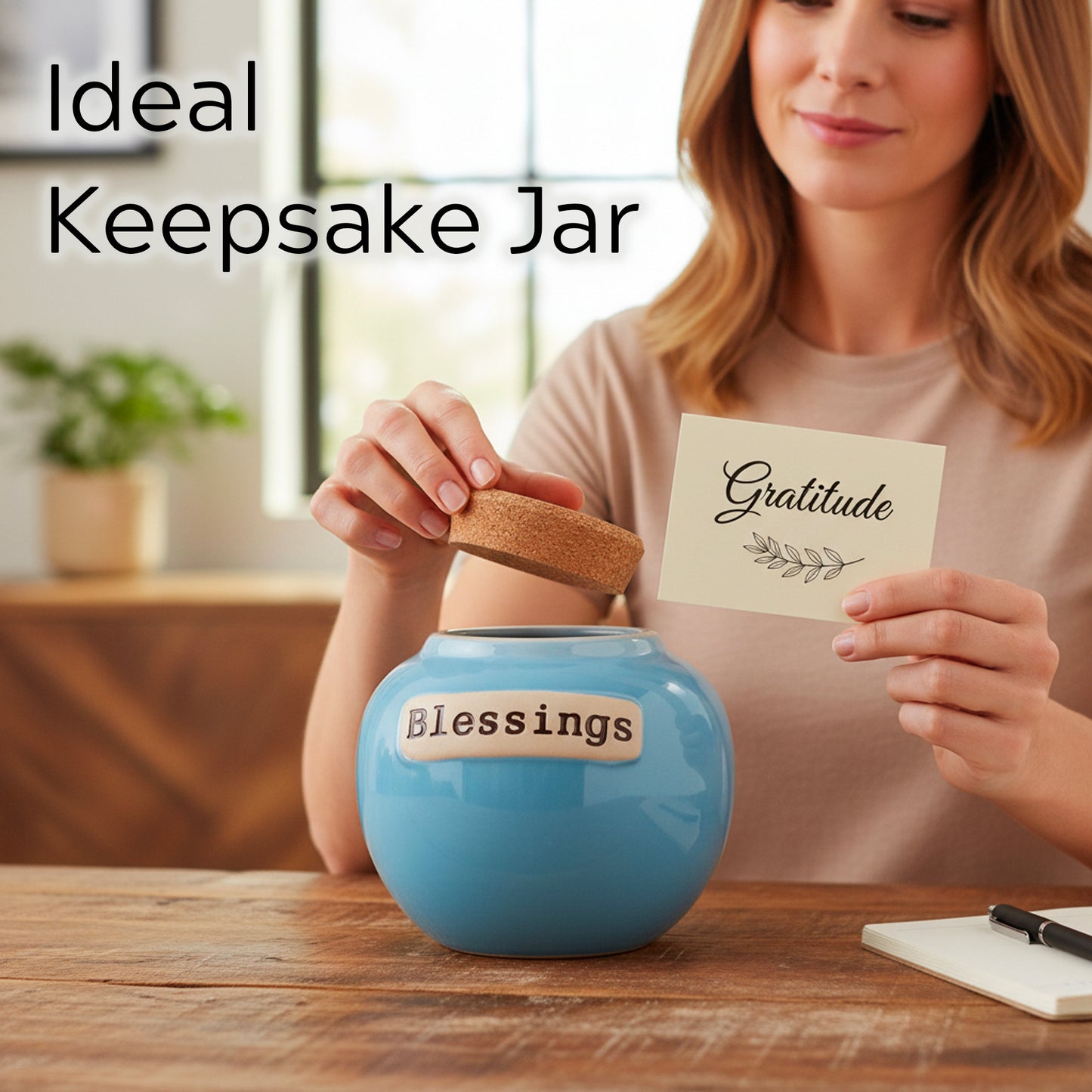 Cottage Creek Jars | Blessings Jar, Gratitude Jar for Home Decor | Ceramic Storage Container, Piggy Bank & Keepsake Box for Prayer Cards | Stocking Stuffers, Christmas Gifts for Women, Men, Friends