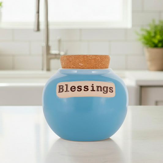 Cottage Creek Jars | Blessings Jar, Gratitude Jar for Home Decor | Ceramic Storage Container, Piggy Bank & Keepsake Box for Prayer Cards | Stocking Stuffers, Christmas Gifts for Women, Men, Friends