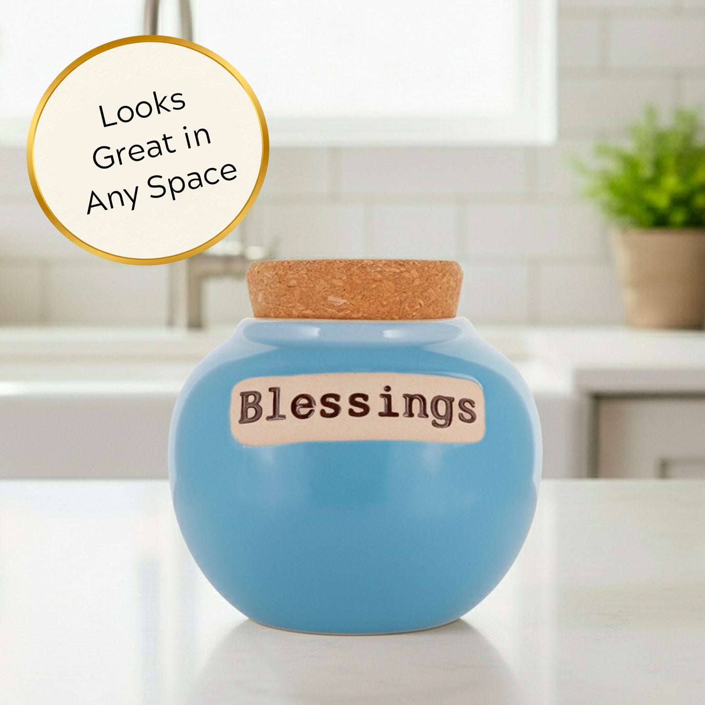 Cottage Creek Jars | Blessings Jar, Gratitude Jar for Home Decor | Ceramic Storage Container, Piggy Bank & Keepsake Box for Prayer Cards | Stocking Stuffers, Christmas Gifts for Women, Men, Friends