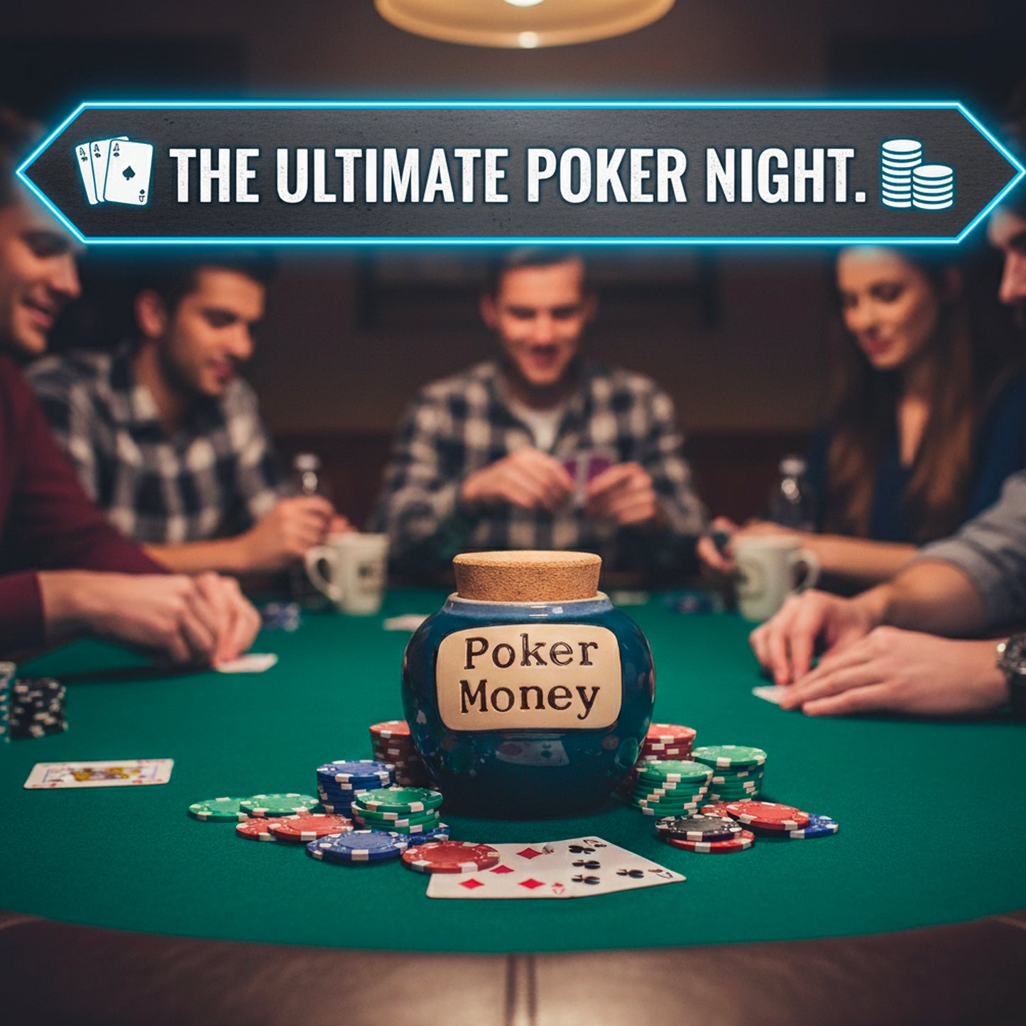 Cottage Creek Jars | Poker Money Piggy Bank Casino Jar, Blue Ceramic Slot Machine Coin Bank | Christmas Gifts for Women, Men, Friends | Gambling Gift Ideas for Poker Players and Casino Lovers