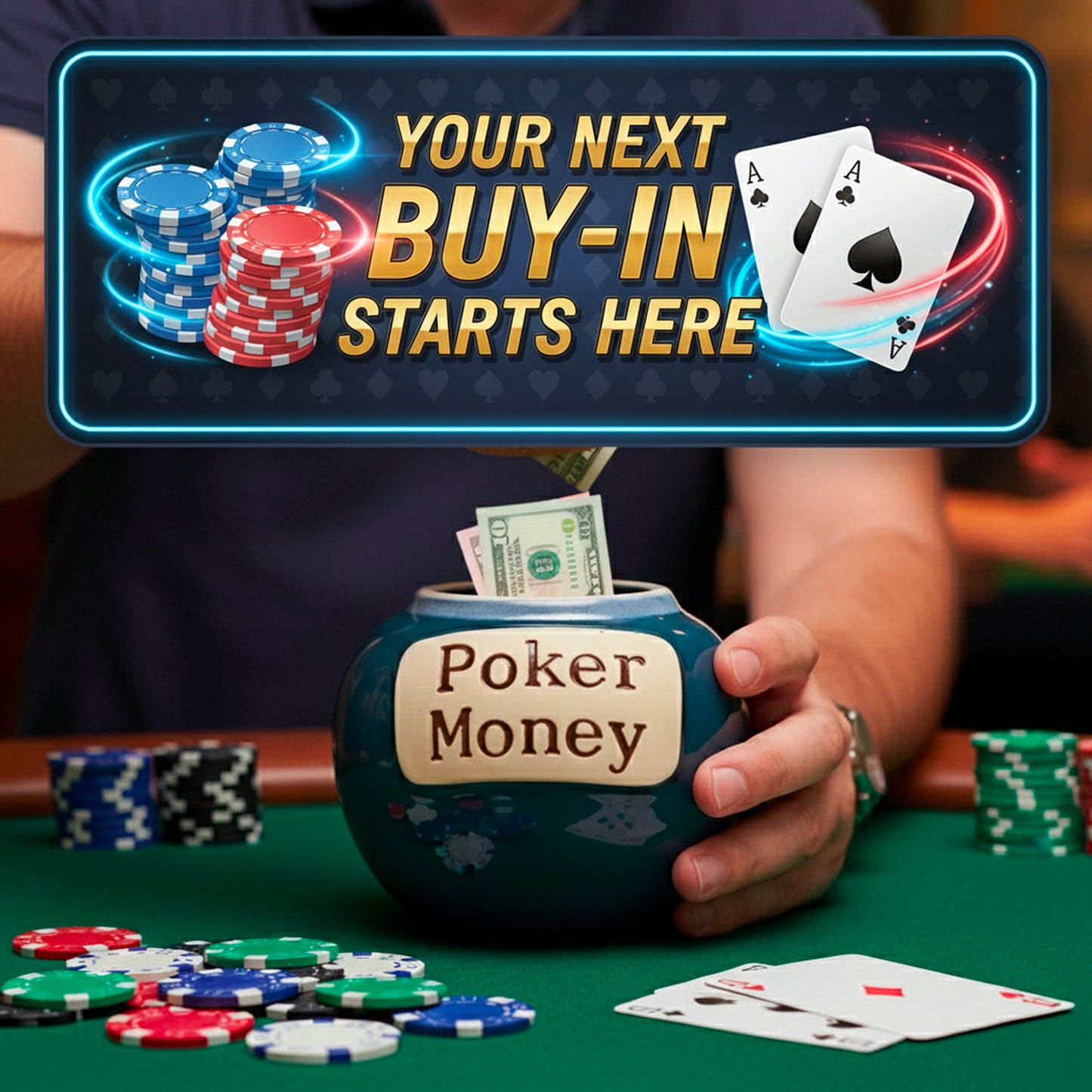 Cottage Creek Jars | Poker Money Piggy Bank Casino Jar, Blue Ceramic Slot Machine Coin Bank | Christmas Gifts for Women, Men, Friends | Gambling Gift Ideas for Poker Players and Casino Lovers