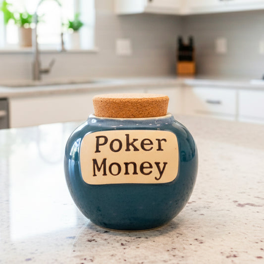 Cottage Creek Jars | Poker Money Piggy Bank Casino Jar, Blue Ceramic Slot Machine Coin Bank | Christmas Gifts for Women, Men, Friends | Gambling Gift Ideas for Poker Players and Casino Lovers