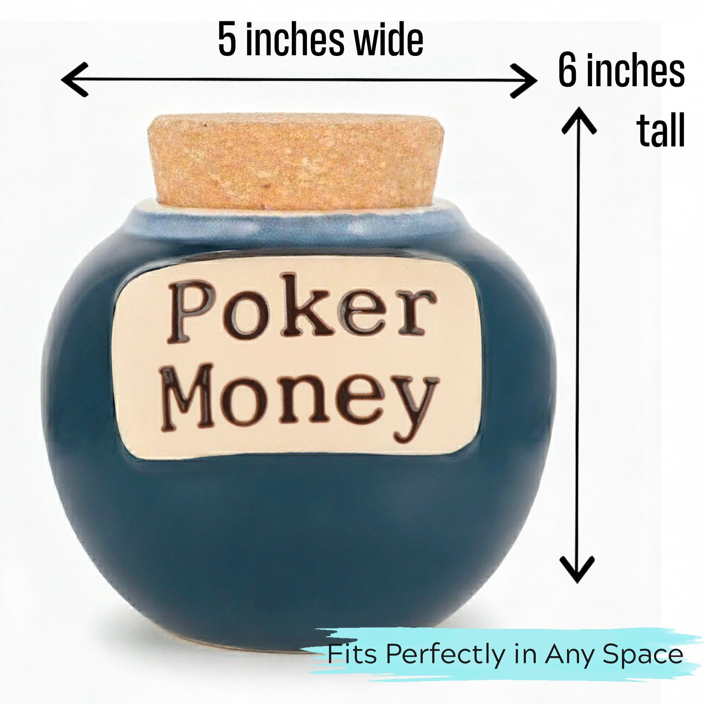 Cottage Creek Jars | Poker Money Piggy Bank Casino Jar, Blue Ceramic Slot Machine Coin Bank | Christmas Gifts for Women, Men, Friends | Gambling Gift Ideas for Poker Players and Casino Lovers