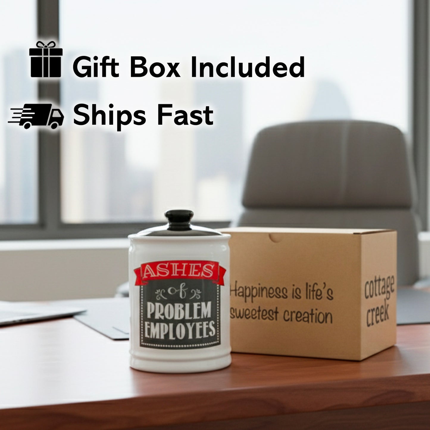 Cottage Creek Jars | Ashes of Problem Employees Jar | Ceramic Adult Piggy Bank, Coin Bank, Funny Candy Jar for Home & Desk Decor | Fun Christmas & Birthday Gifts for Women, Men, Boss, Coworkers