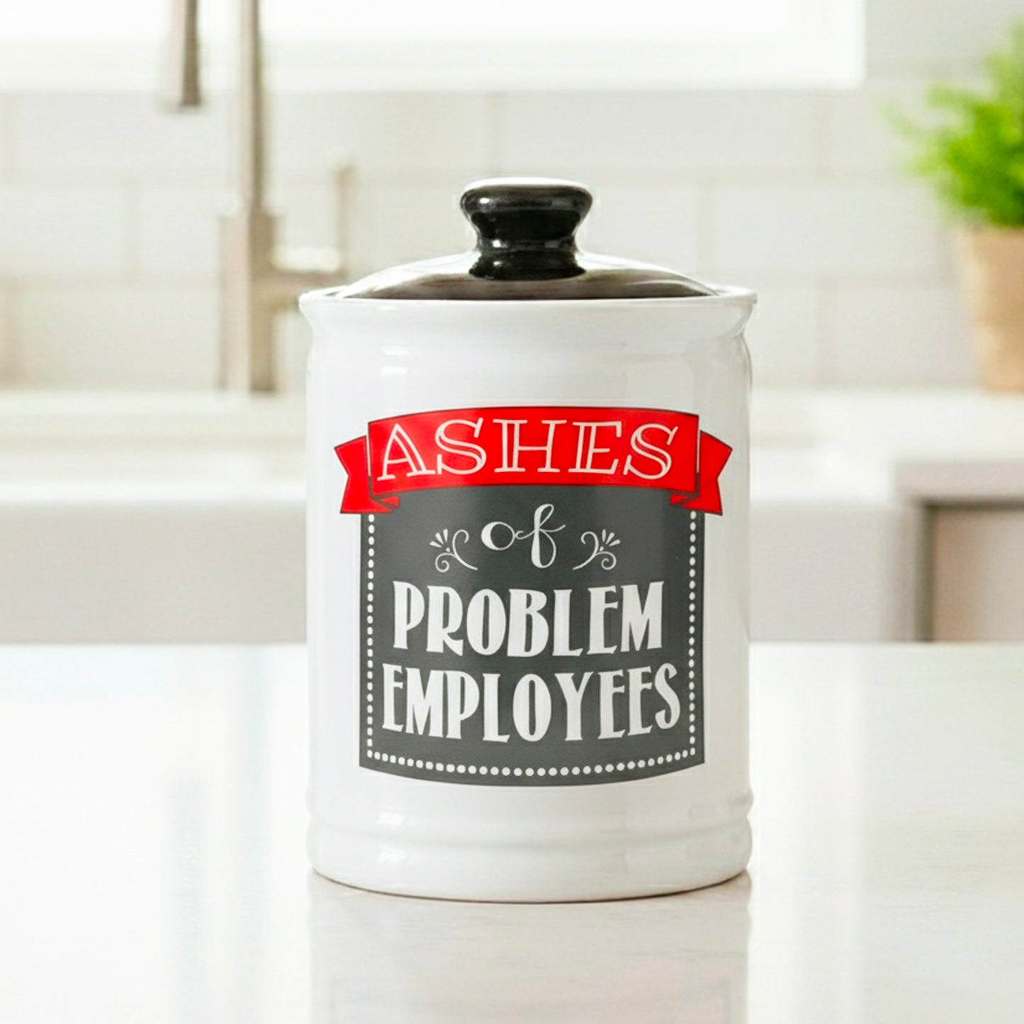 Cottage Creek Jars | Ashes of Problem Employees Jar | Ceramic Adult Piggy Bank, Coin Bank, Funny Candy Jar for Home & Desk Decor | Fun Christmas & Birthday Gifts for Women, Men, Boss, Coworkers
