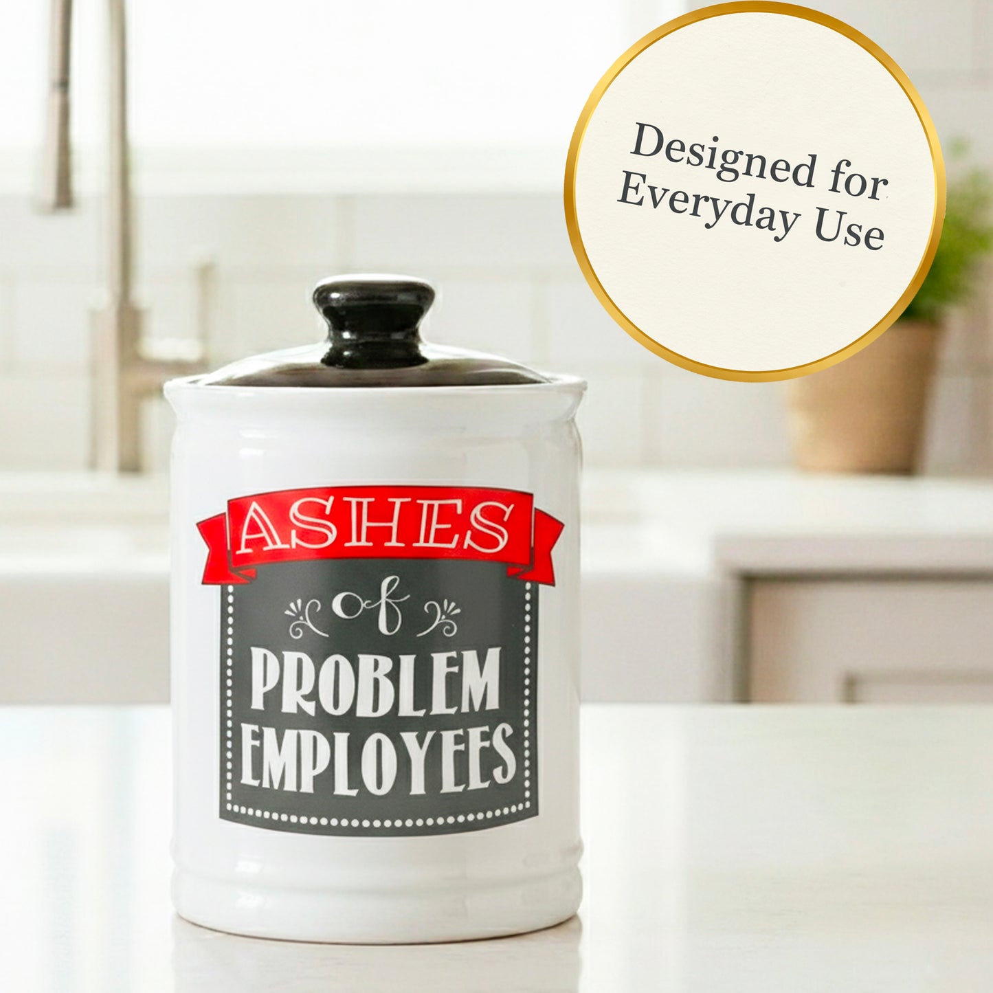 Cottage Creek Jars | Ashes of Problem Employees Jar | Ceramic Adult Piggy Bank, Coin Bank, Funny Candy Jar for Home & Desk Decor | Fun Christmas & Birthday Gifts for Women, Men, Boss, Coworkers