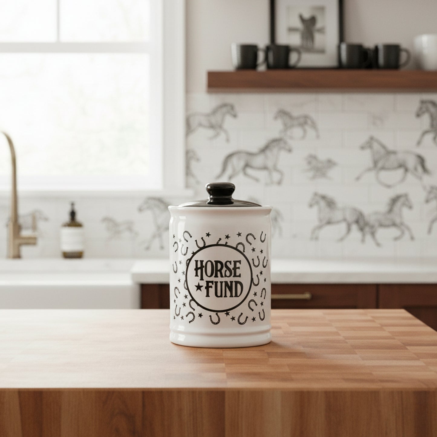 Cottage Creek Jars | Horse Fund Piggy Bank | Ceramic Money Jar Storage Container for Adults & Kids | Christmas Gifts & Horse Gifts for Girls, Women, Men, Cowboys & Cowgirls | Home Decor Savings Bank