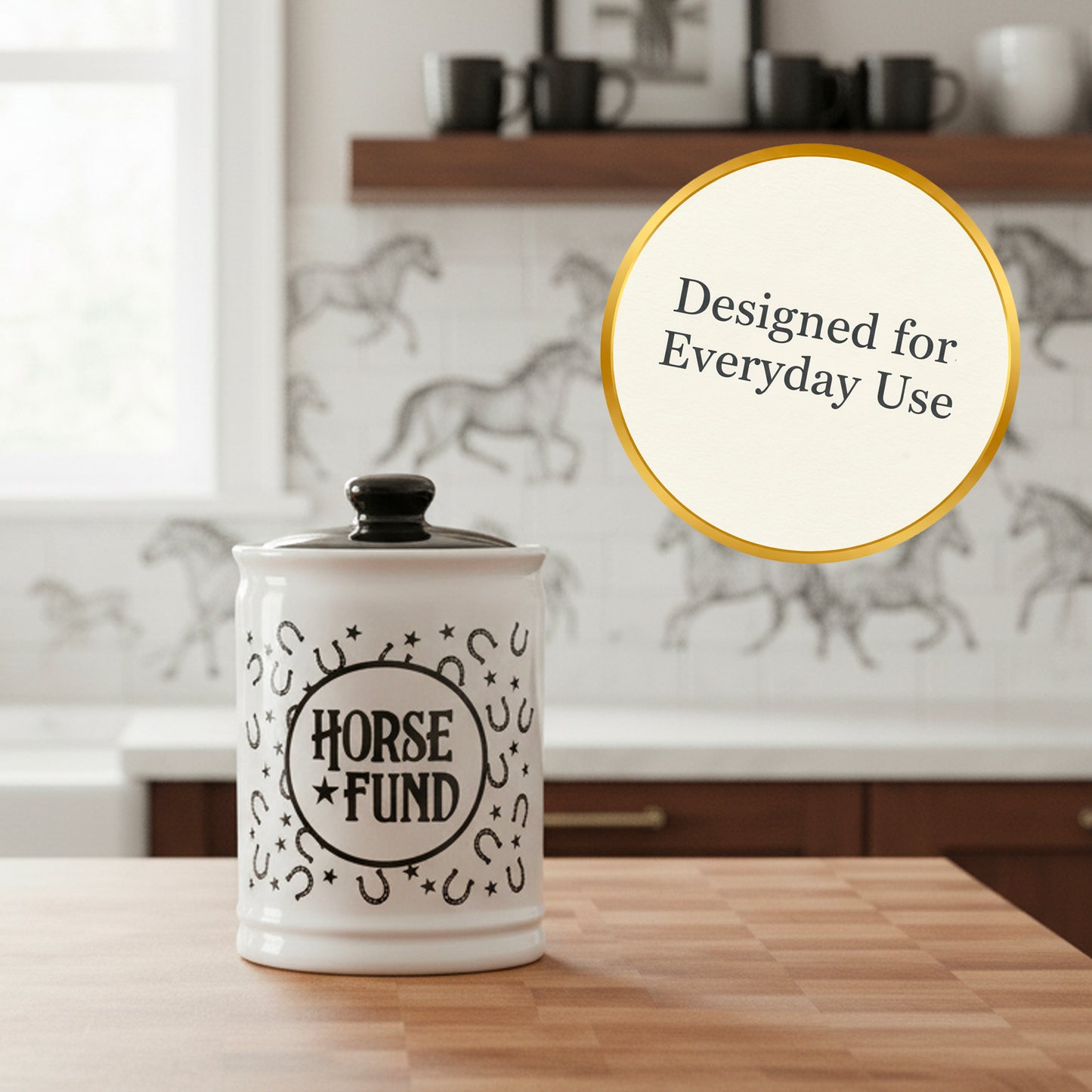 Cottage Creek Jars | Horse Fund Piggy Bank | Ceramic Money Jar Storage Container for Adults & Kids | Christmas Gifts & Horse Gifts for Girls, Women, Men, Cowboys & Cowgirls | Home Decor Savings Bank
