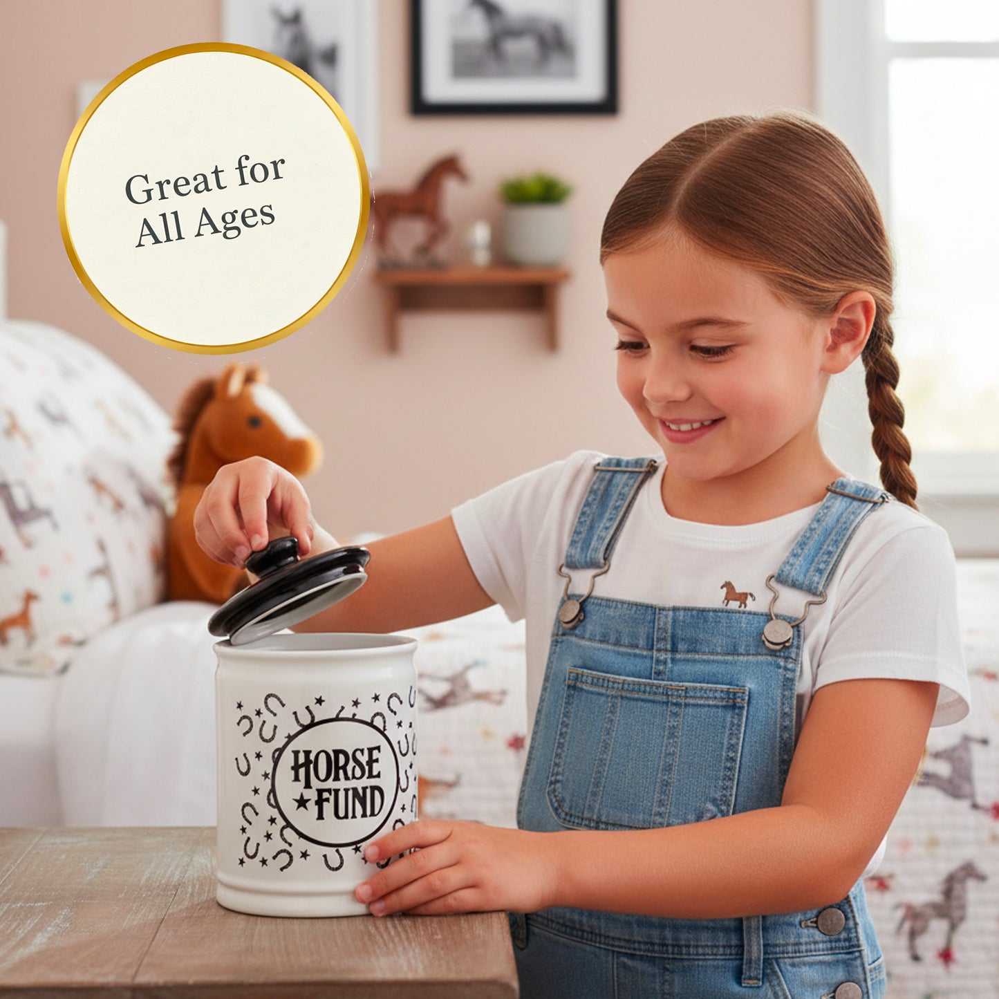 Cottage Creek Jars | Horse Fund Piggy Bank | Ceramic Money Jar Storage Container for Adults & Kids | Christmas Gifts & Horse Gifts for Girls, Women, Men, Cowboys & Cowgirls | Home Decor Savings Bank