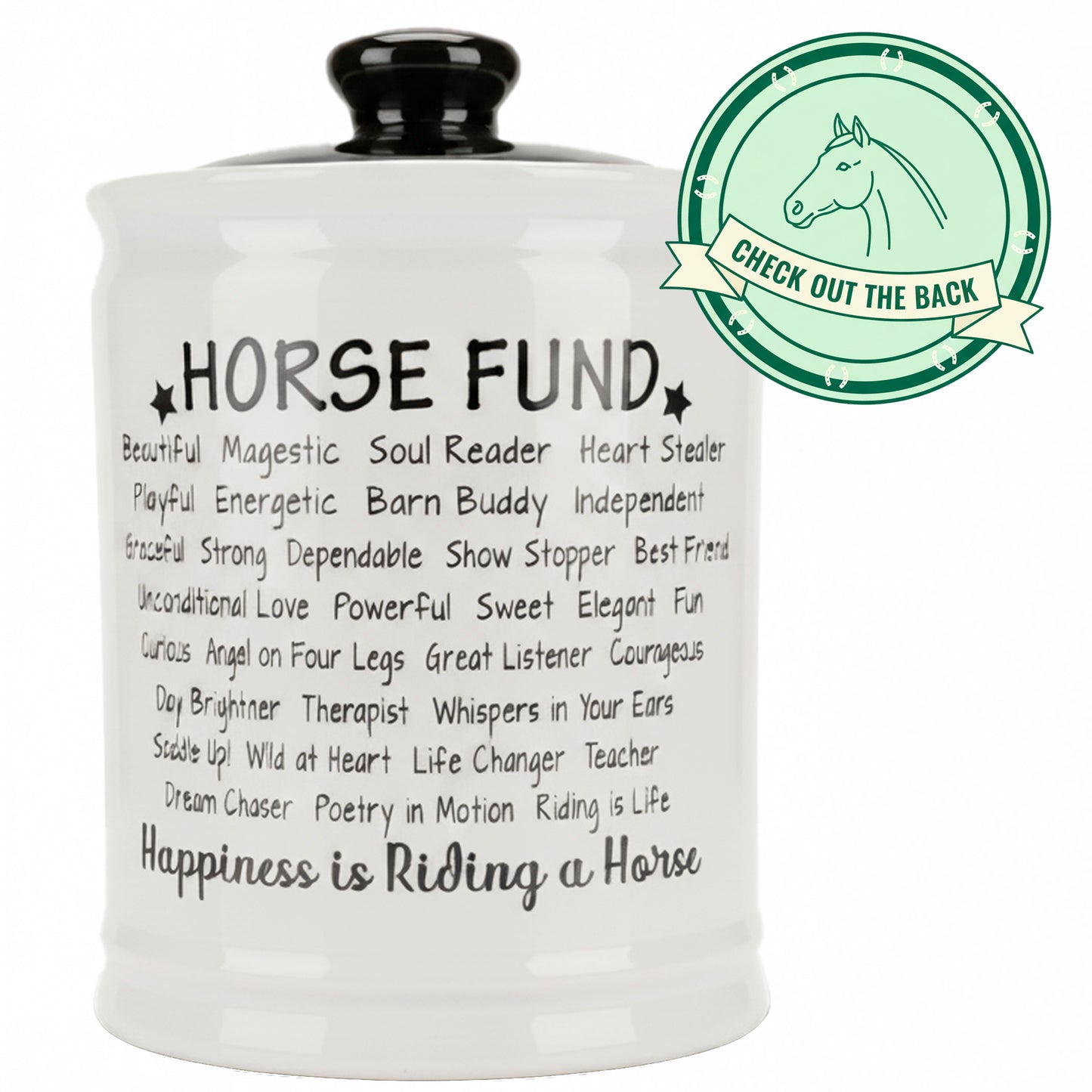 Cottage Creek Jars | Horse Fund Piggy Bank | Ceramic Money Jar Storage Container for Adults & Kids | Christmas Gifts & Horse Gifts for Girls, Women, Men, Cowboys & Cowgirls | Home Decor Savings Bank